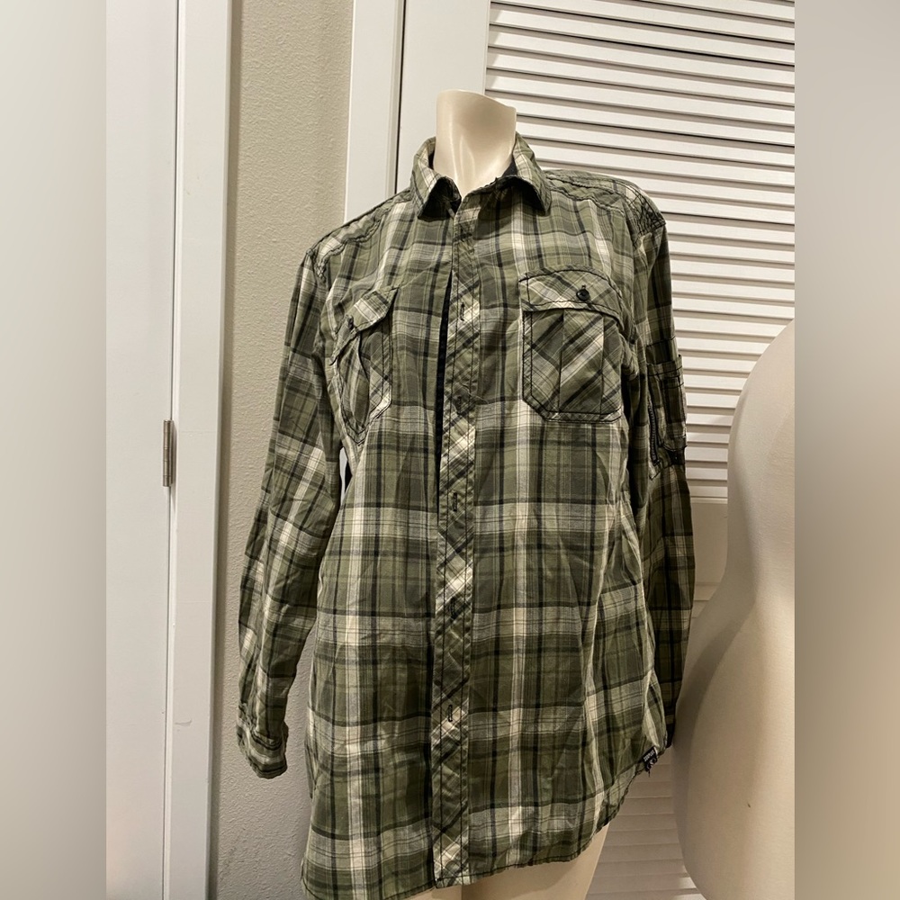 Men’s surplus plaid long sleeve shirt Large button down